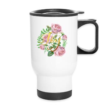 Be filled with joy - Thermobecher mit Tragegriff - Weiß - Vorne