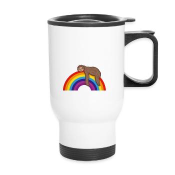 Maybe Later Rainbow Sloth Lazy Men Women Kids Gift - Thermal mug with handle - white - Front