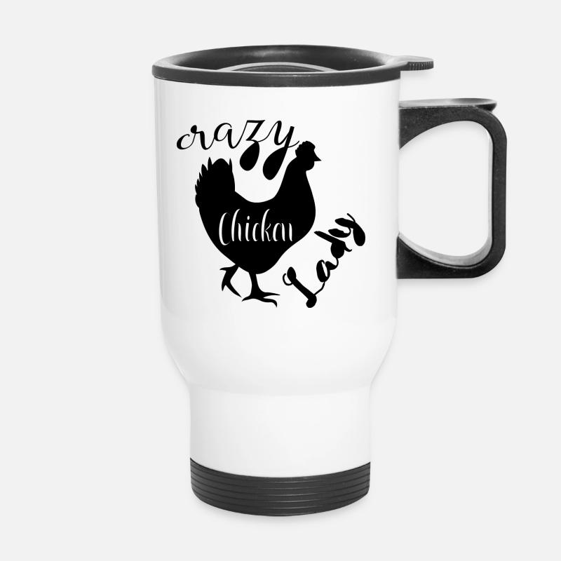 Crazy Chicken Lady - Thermobecher mit Tragegriff - Weiß