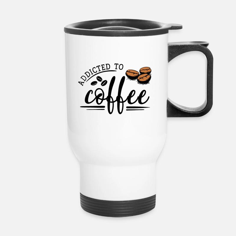 Accro aux grains de café - Tasse isotherme avec poignée - blanc