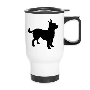 Chihuahua Hund Silhouette schwarz - Thermobecher mit Tragegriff - Weiß - Vorne