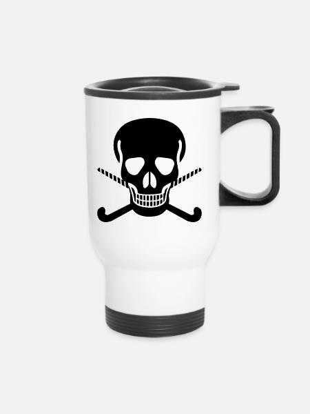 Totenkopf Hockeyschläger - Thermobecher mit Tragegriff - Weiß