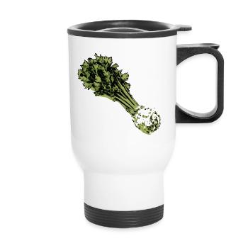 Celery cartoon - Thermal mug with handle - white - Front