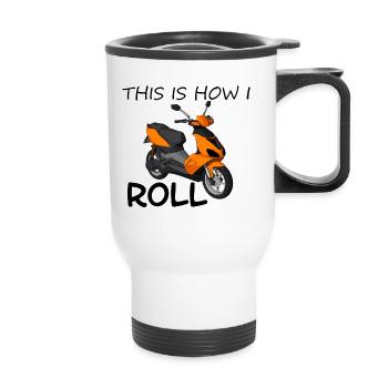 Scooter moped motorcycle - driving cool - Thermal mug with handle - white - Front