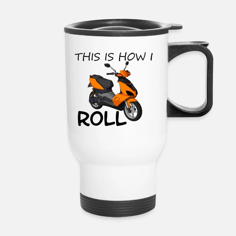 Scooter moped motorcycle - driving cool - Thermal mug with handle - white