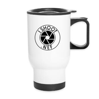 I shoot .nef - Thermobecher mit Tragegriff - Weiß - Vorne