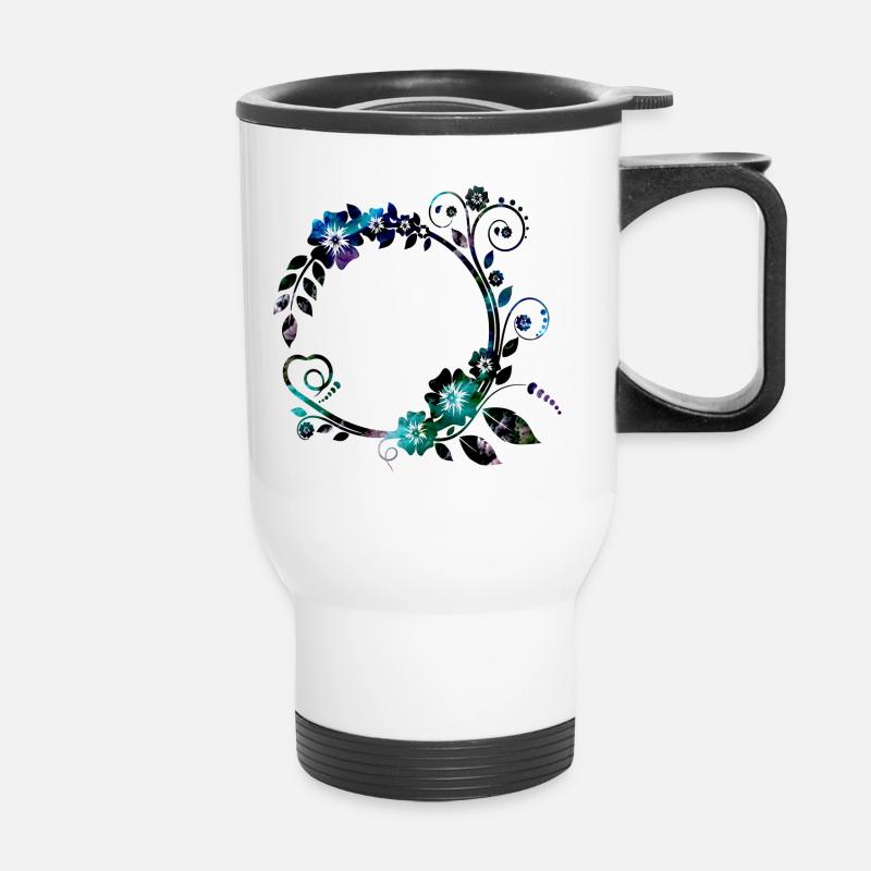 elegant schicke Frühlings Blumen Ranke - Thermobecher mit Tragegriff - Weiß