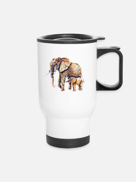 Elefant - Thermobecher mit Tragegriff - Weiß