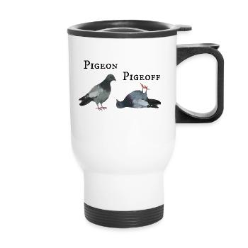 Pigeon on and off - Thermal mug with handle - white - Front