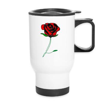 🌹❤️✦°Romantic Red Rose-Timeless Rose Line Art - Thermal mug with handle - white - Front