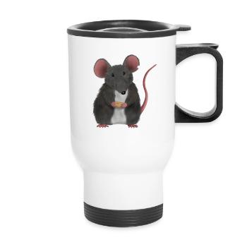 Little cute mouse or rat - Thermal mug with handle - white - Front