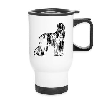 Idée cadeau design lévrier afghan - Tasse isotherme avec poignée - blanc - Devant