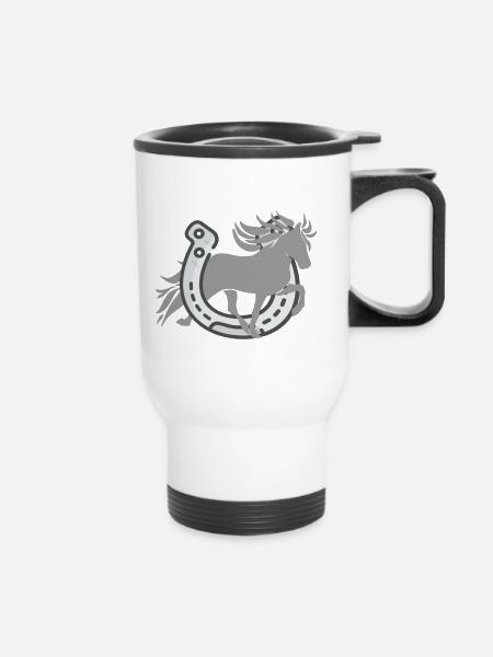 Tölter avec des fers à cheval - Tasse isotherme avec poignée - blanc