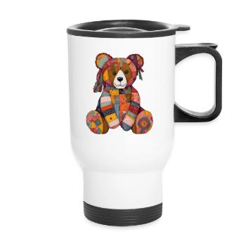 Patchwork Teddy - Thermal mug with handle - white - Front
