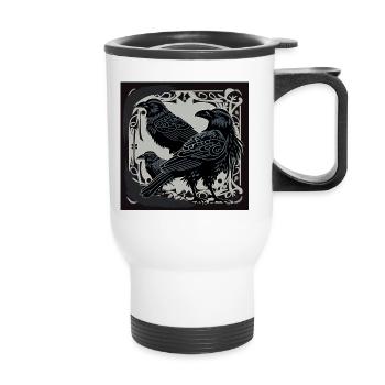 Hugin and Munin - Thermobecher mit Tragegriff - Weiß - Vorne