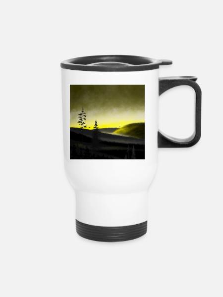 Landschaft im Morgenlicht - Thermobecher mit Tragegriff - Weiß