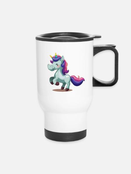 Einhorn - Thermobecher mit Tragegriff - Weiß