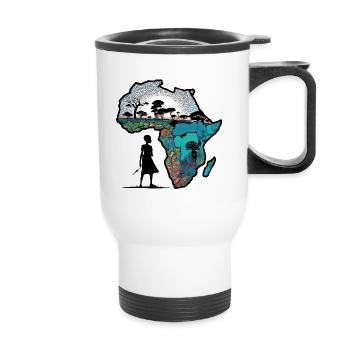 Afrika Steppe und Tiere - Thermobecher mit Tragegriff - Weiß - Vorne