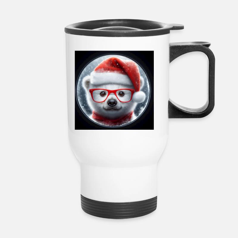 Eisbär Baby als Weihnachtsmann - Thermobecher mit Tragegriff - Weiß