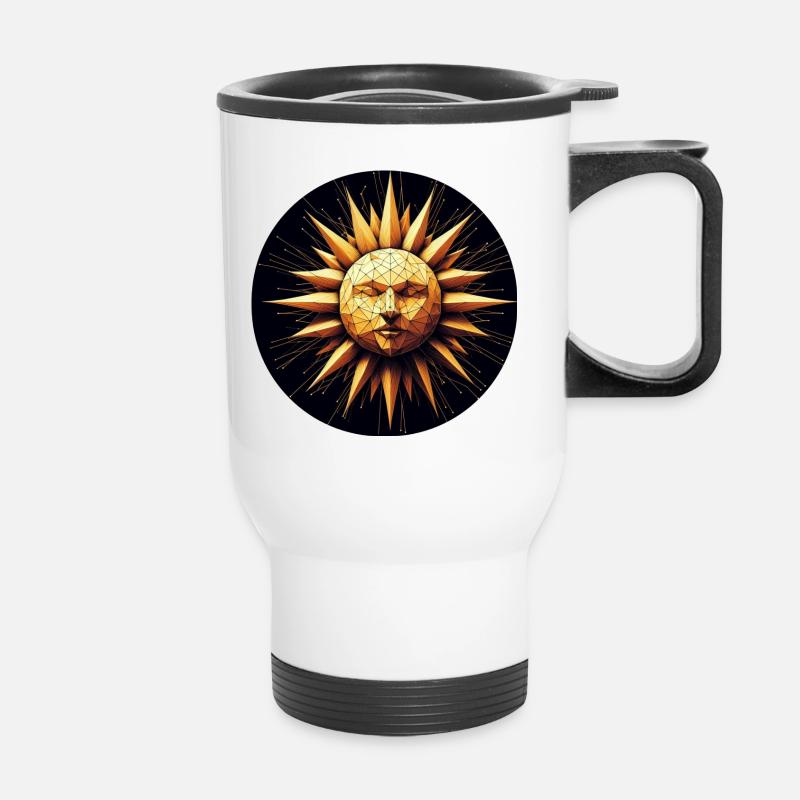 Polygon sun face gold - Thermal mug with handle - white