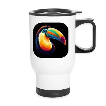Toucan bec coloré photoréaliste - Tasse isotherme avec poignée - blanc - Devant