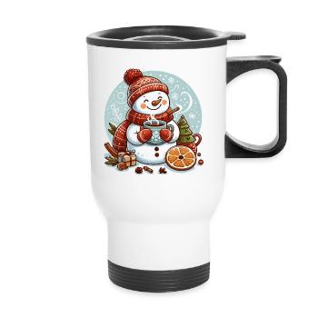 SCHNEEMANN KÄLTE GETRÄNK WÄRME KAFFEE TEE WINTER - Thermobecher mit Tragegriff - Weiß - Vorne