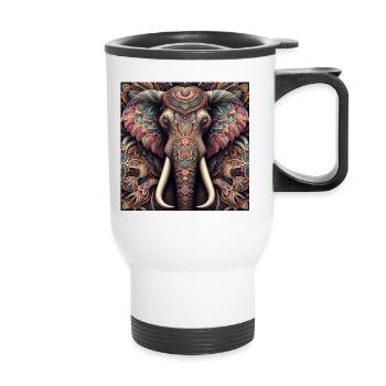 Decorated Elephant - Thermal mug with handle - white - Front