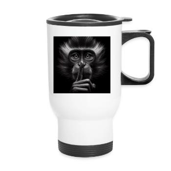 A Silent Monkey - Thermal mug with handle - white - Front
