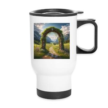 Archway in nature - Thermal mug with handle - white - Front