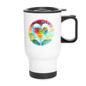 Heart Colorful Colorful Heart Love - Thermal mug with handle - white - Front