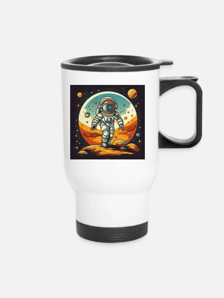 Astronaut T-Shirt, Off to the Universe - Thermal mug with handle - white