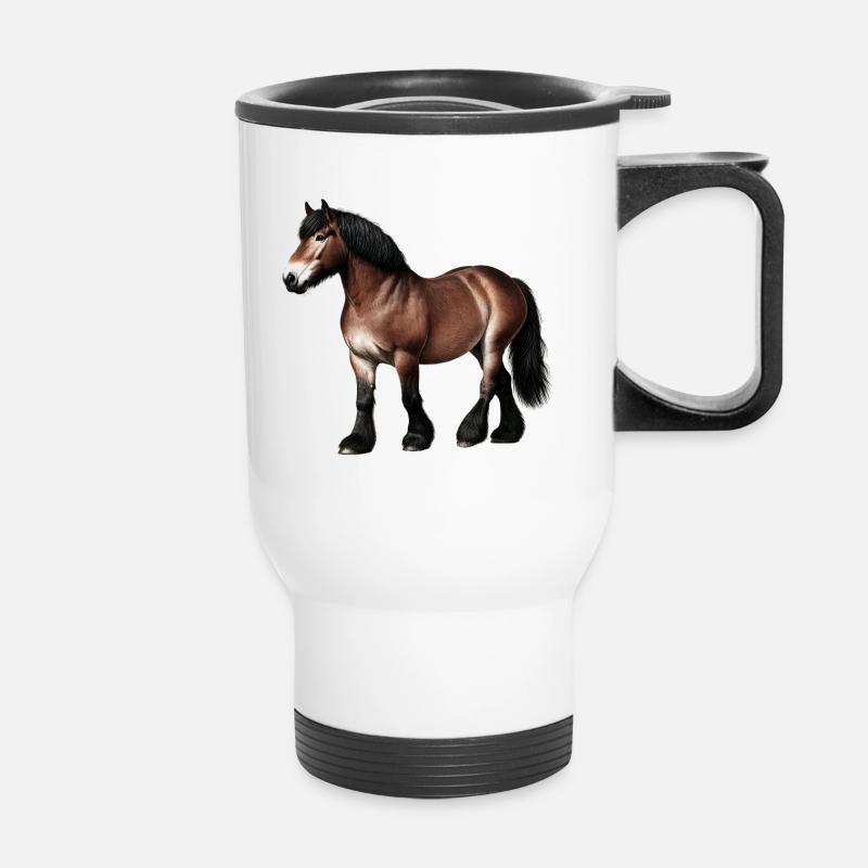 Horse Cold Blood Brown - Thermal mug with handle - white