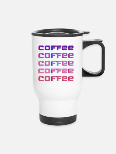 Kaffee Kaffee Kaffee - Thermobecher mit Tragegriff - Weiß