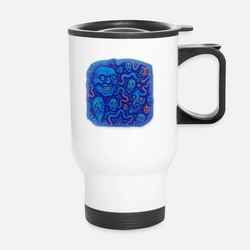 Zwinkerndes Chaos - Thermobecher mit Tragegriff - Weiß