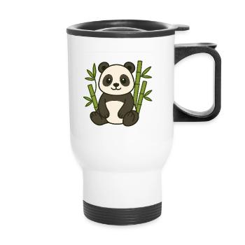Panda im Bambuswald - Thermobecher mit Tragegriff - Weiß - Vorne