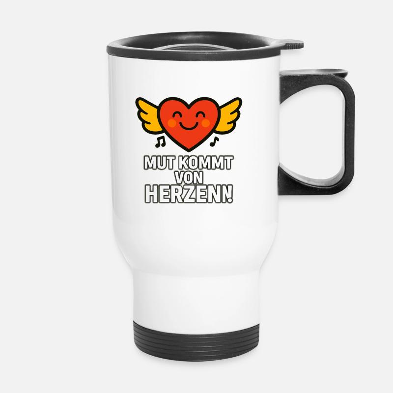 Mut_kommt_von_Herzen - Thermobecher mit Tragegriff - Weiß