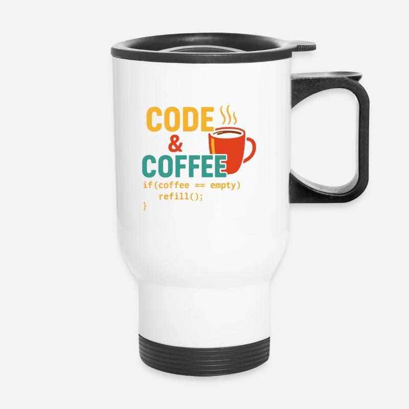Code and coffee - Thermobecher mit Tragegriff - Weiß