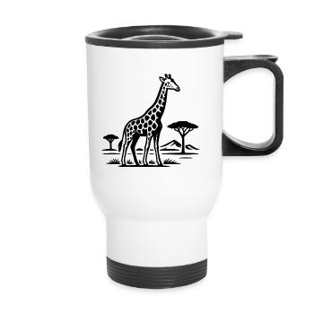 Giraffe silhouette in savannah country - Thermal mug with handle - white - Front