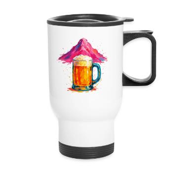 Colorful Beer Splash Motif - Thermal mug with handle - white - Front