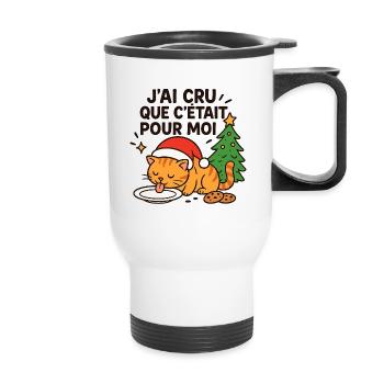Christmas Festive Cat: For Me - Thermal mug with handle - white - Front