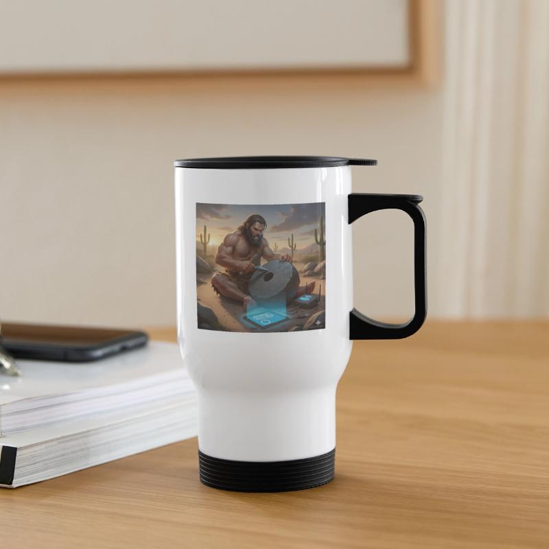 Caveman Tech Support - The First Tutorial Thermal mug with handle