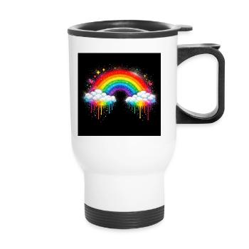Rainbow Cloud Graffiti Drop - Thermal mug with handle - white - Front