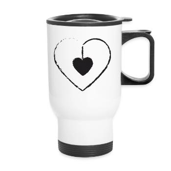 HEARTS 15 - Thermal mug with handle - white - Front