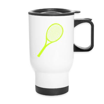 Tennisschläger - Thermobecher mit Tragegriff - Weiß - Vorne
