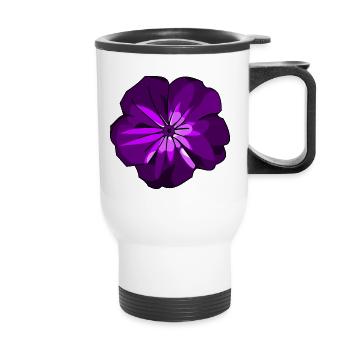 Lila blühende Blume - Thermobecher mit Tragegriff - Weiß - Vorne