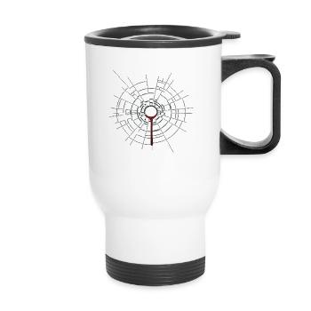 Bullet hole. Cool. Gift. Funny. - Thermal mug with handle - white - Front