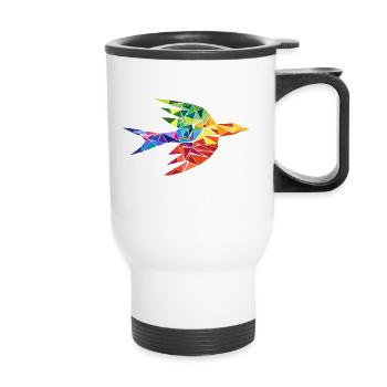 Mosaic falcon - Thermal mug with handle - white - Front