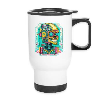 AI Robot Cyberpunk - Thermal mug with handle - white - Front