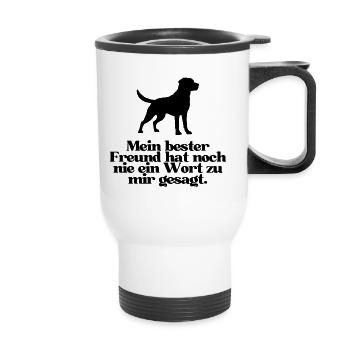 Hund, Liebe - Thermobecher mit Tragegriff - Weiß - Vorne