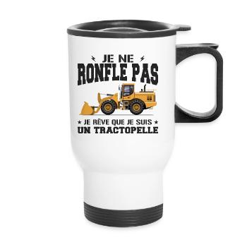 Engin de chantier Tractopelle Ronfler - Tasse isotherme avec poignée - blanc - Devant